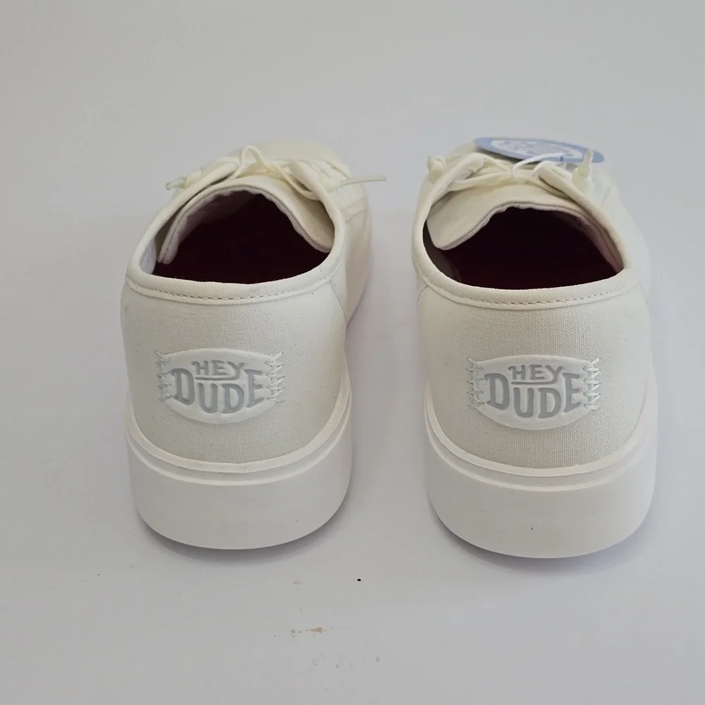 NWT Hey Dude Cody M Canvas White Lace Up Shoes Sneakers Size 9 - Picture 5 of 15